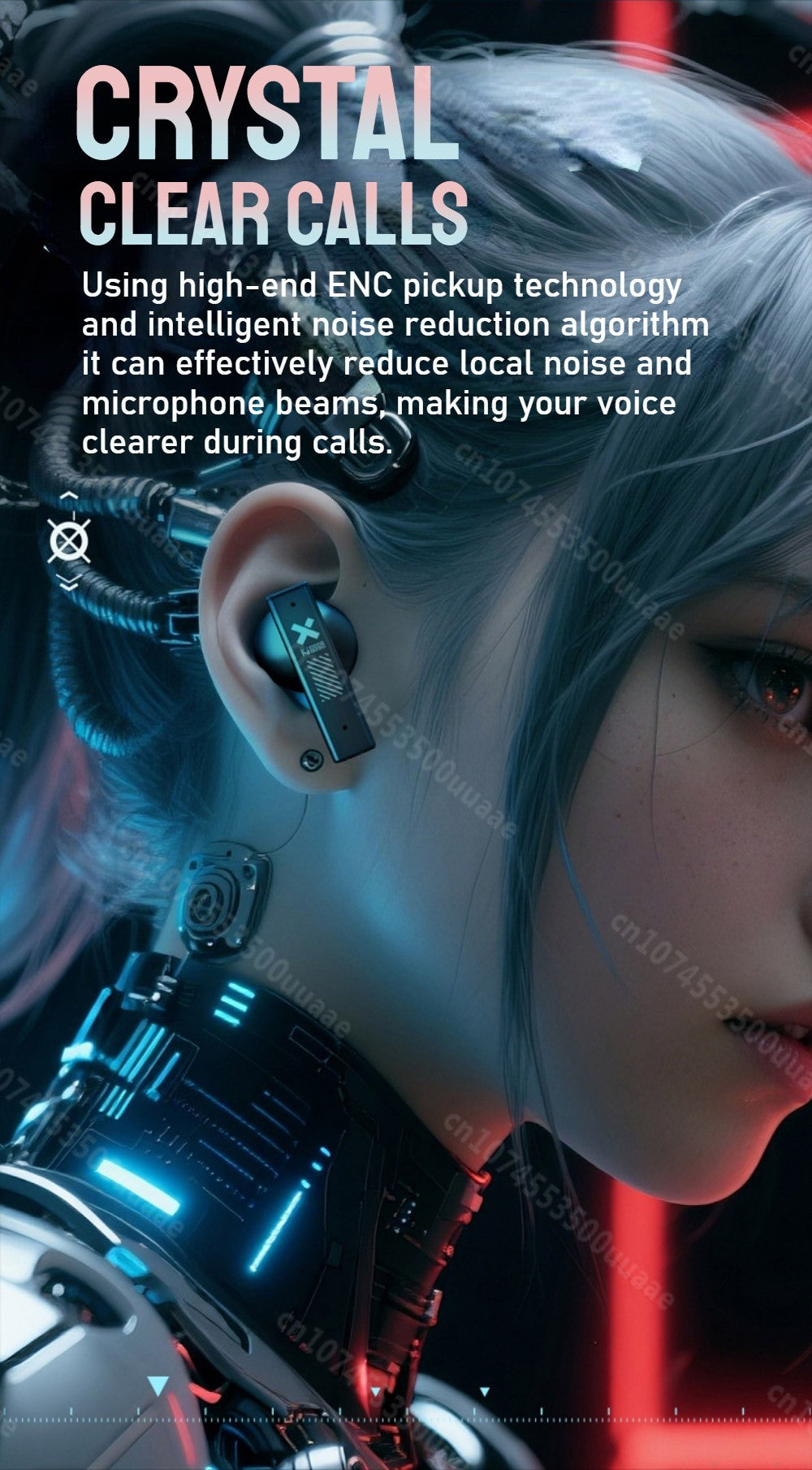 Zombiescat B10 -45dB ANC Earbuds Necklace Design Bluetooth 5.4 Earphone Boost Deep Bass Headphone with Active Noise Cancellation
