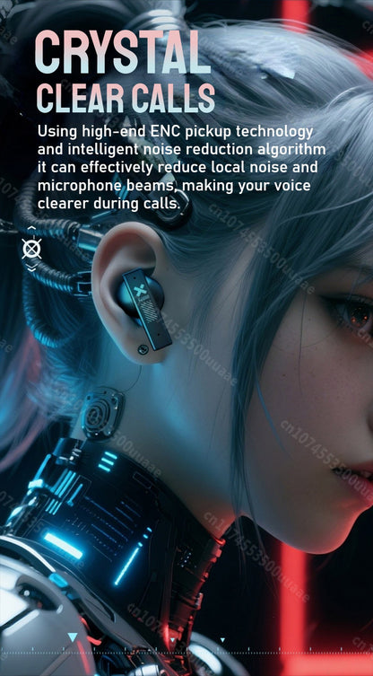 Zombiescat B10 -45dB ANC Earbuds Necklace Design Bluetooth 5.4 Earphone Boost Deep Bass Headphone with Active Noise Cancellation