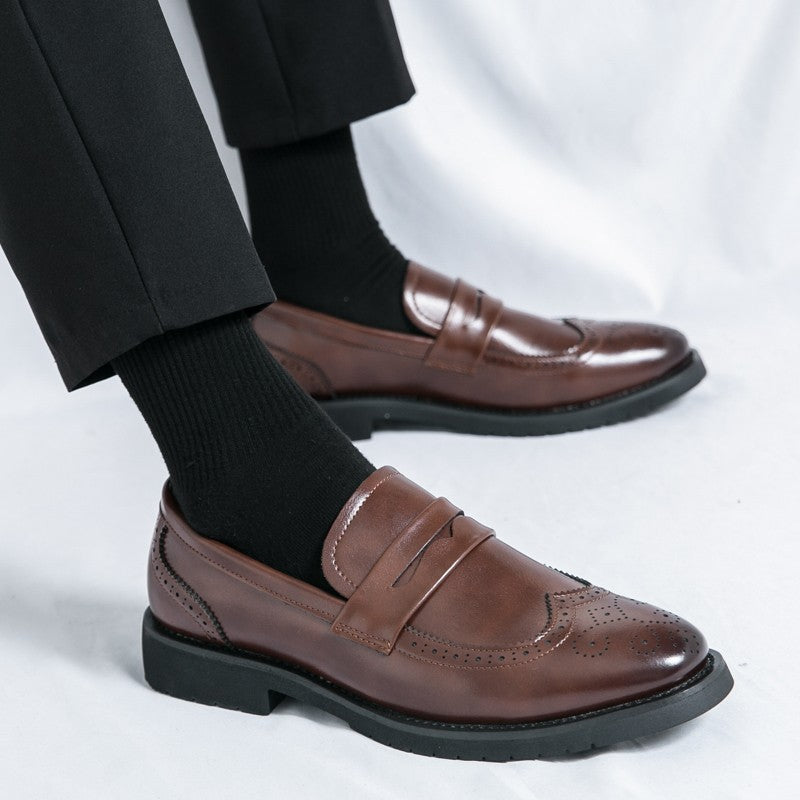 Men's Autumn Casual Leather Shoes Business Lazy Wedding Work Formal Comfortable Breathable Leather Footwear for Men