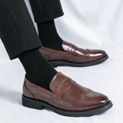 Men's Autumn Casual Leather Shoes Business Lazy Wedding Work Formal Comfortable Breathable Leather Footwear for Men