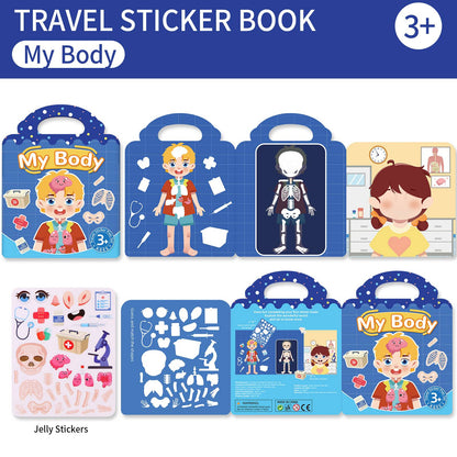 Kids' Reusable DIY Sticker Books Multi-Theme Bubble Sticker Jelly Stickers Portable Montessori Sticker Toy Gifts for Children