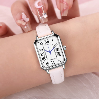 2024 New Foreign Trade Casual Fashion Fresh Art Silver Case Square Strap Roman Women's Quartz Watch in Stock