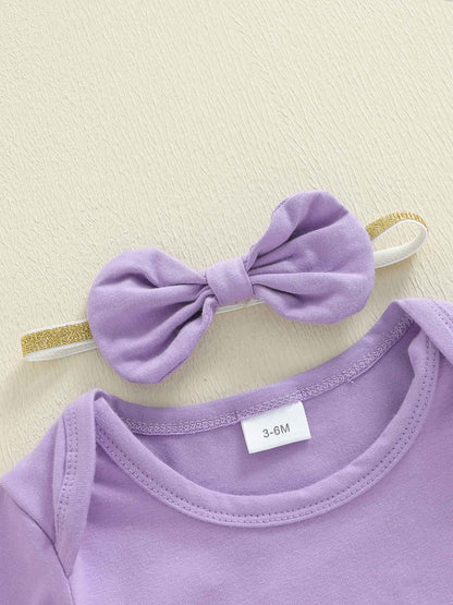 Suefunskry Baby Girl Mardi Gras Themed Romper Letter Crown Embroidery Long Sleeve Round Neck Jumpsuit with Bow Headband