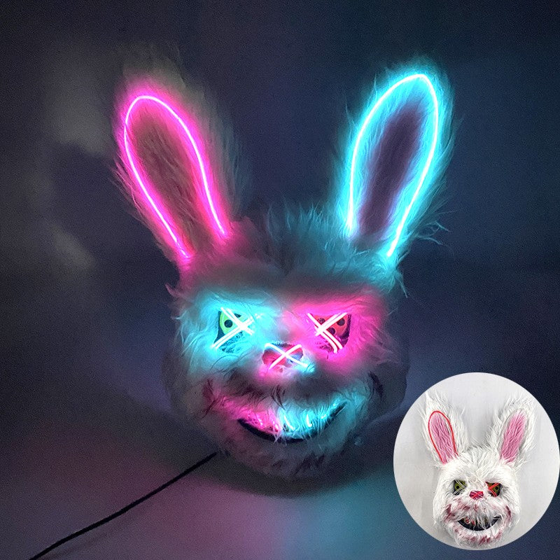 Novelty LED Bloody Furry Bunny Rabbit Bear Mask Realistic Scary Horror Killer Adult Masquerade Cosplay Costume Accessory