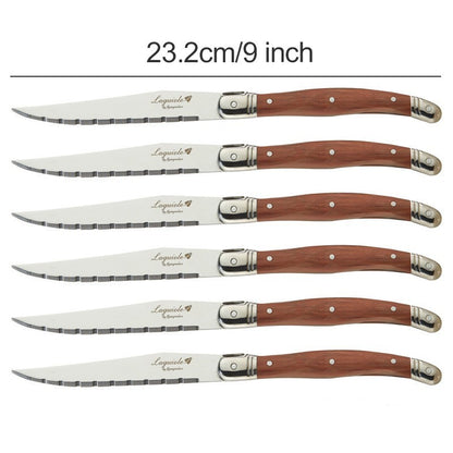 6-7pcs 9inch Stainless steel Laguiole Steak Knives Wooden Table Dinner Knifes Wood handle Japanese Cutlery  Korean Dinnerware