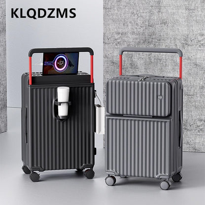 Mala de Rodinhas com Abertura Frontal KLQDZMS com Carregamento USB, Mala de Bordo, Mala para Notebook, 20"22”24"26 Polegadas, Bagagem de Cabine Multifuncional