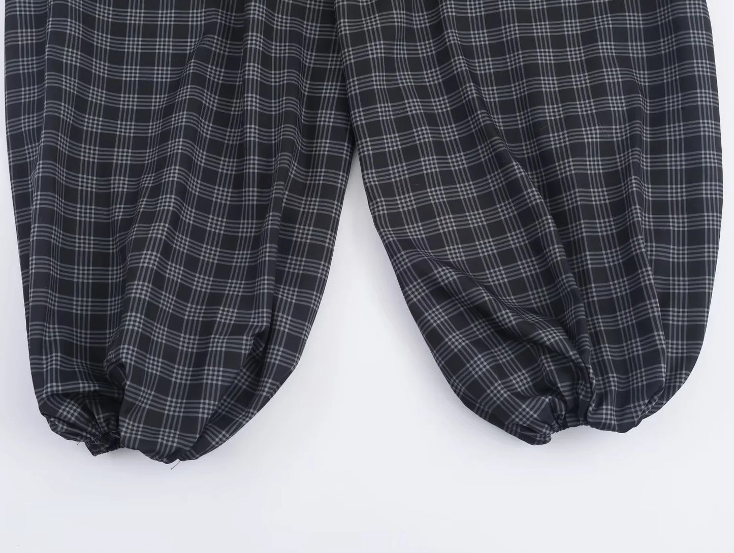 Women's 2025 Autumn Fashion Versatile Ramie Bloomers Plaid Printed Loose Pants Female High-Waist Drawstring Casual Trousers