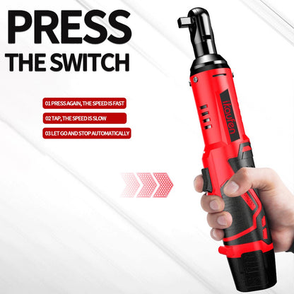 Chave Elétrica Sem Fio 12V, Chave de Catraca 3/8 Polegadas, Ferramenta de Reparo Automotivo para Remover Parafusos e Porcas, Chave de Ângulo Reto