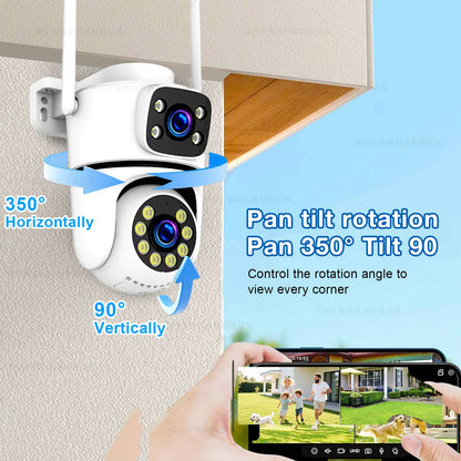 Câmera IP WIFI Tuya 5K 10MP Externa 5G Wifi Câmera PTZ de Lente Dupla Onvif Vigilância CCTV Rastreamento AI Alexa/Câmera de Segurança Goggle