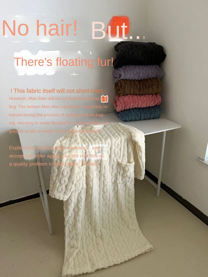 Bathrobe women's bathrobe coral padded thickened warm pajamas dress winter college students homewear plus size women's clothes c