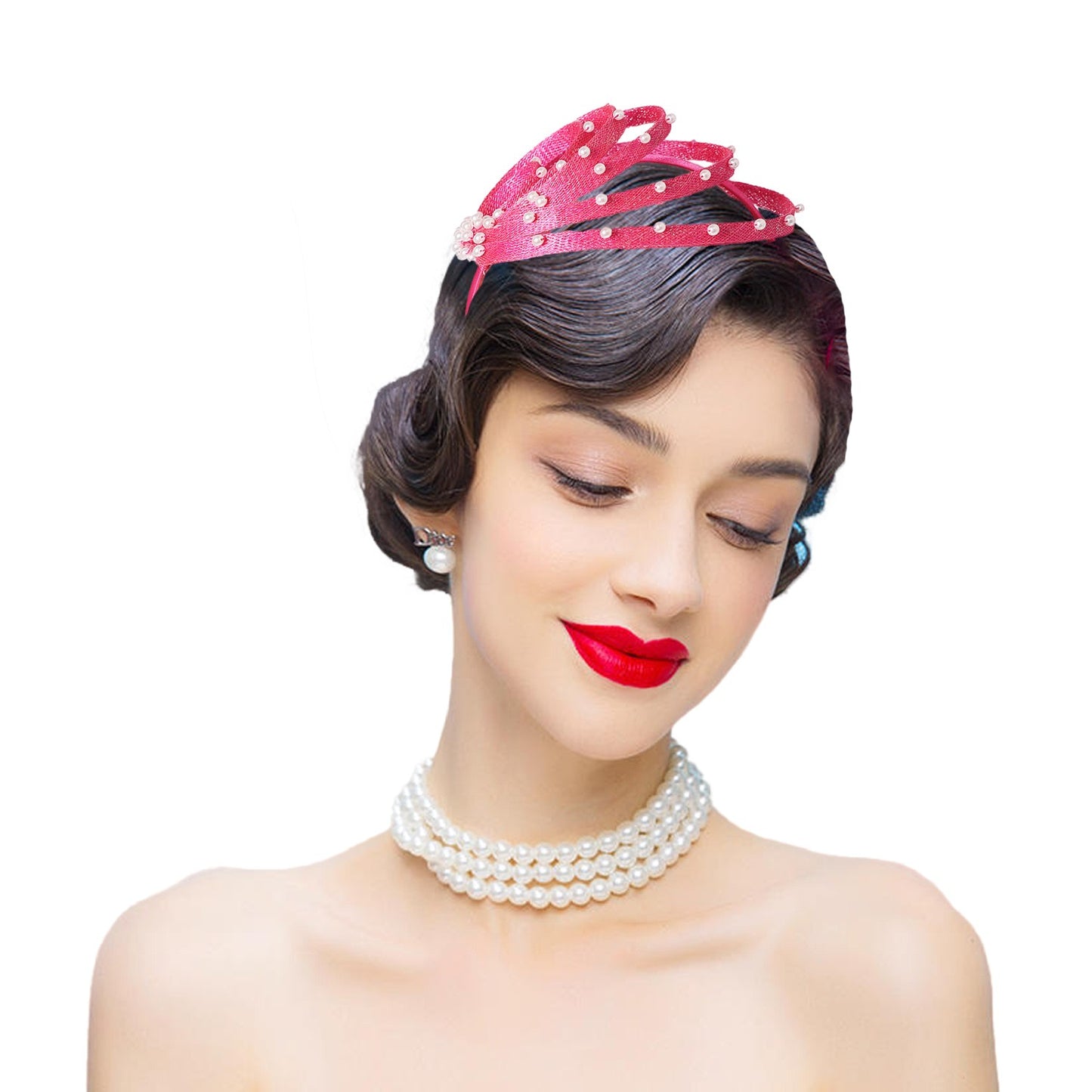 Fascinator Azul Royal com Pérolas Falsas - Elegante Toucado de Casamento, Chapéus Derby para Mulheres, Eventos de Coquetel, Chá e Igreja