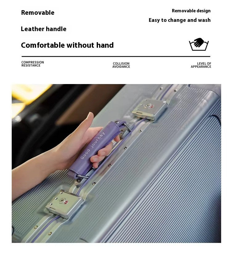 Front Opening Luggage High Quality PC Aluminium Frame Suitcase Wide Handle Carry on Travel Luggage With Laptop USB Charger Port