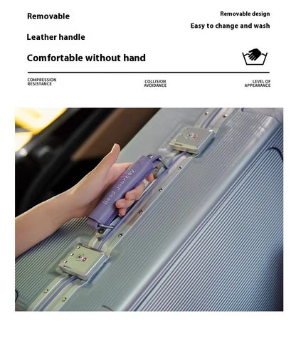 Front Opening Luggage High Quality PC Aluminium Frame Suitcase Wide Handle Carry on Travel Luggage With Laptop USB Charger Port