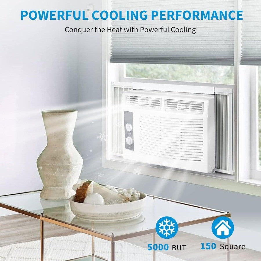 Ar condicionado de janela de 5000 BTU com controle inteligente habilitado para WiFi e operação remota Oferece 3 modos: Ventilador seco frio com ajustável