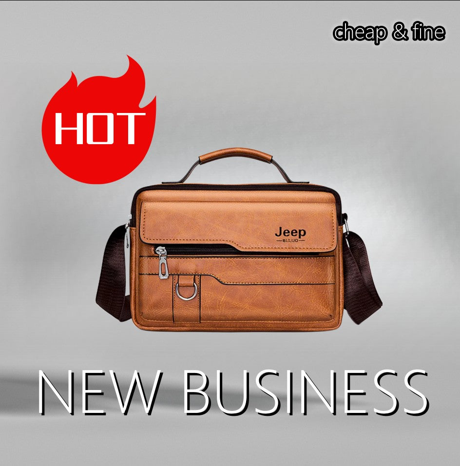 JEEP BULUO Luxury Brand Men Crossbody Messenger Bags Business Casual Handbag Male PU Shoulder Bag Large Capacity