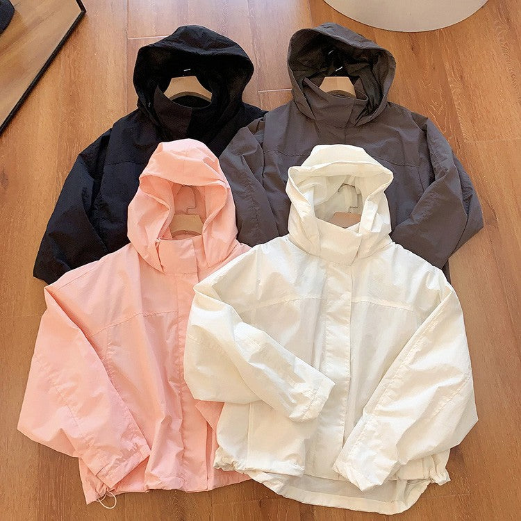 Mumaroho 2025 Autumn Winter Women Windbreaker Jacket Windproof Solid Long Sleeve Outdoor Sport Hooded Thin Coat Jacket For Women