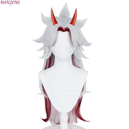 High Quality Game Impact Arataki Itto Cosplay Wig Heat Resistant Synthetic Hair Anime Wigs + Red Horn Prop Accessories