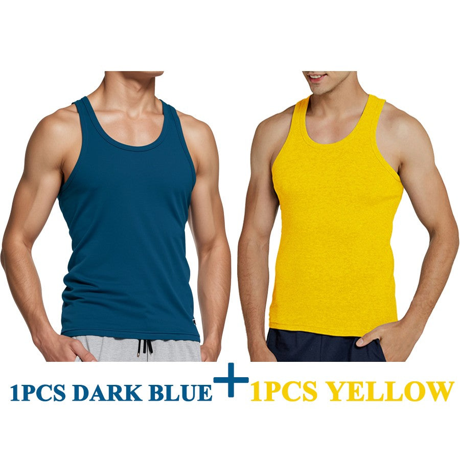 Tank Tops Men New 100% Cotton Solid Vest Mens Slim Casual Breathable Sleeveless