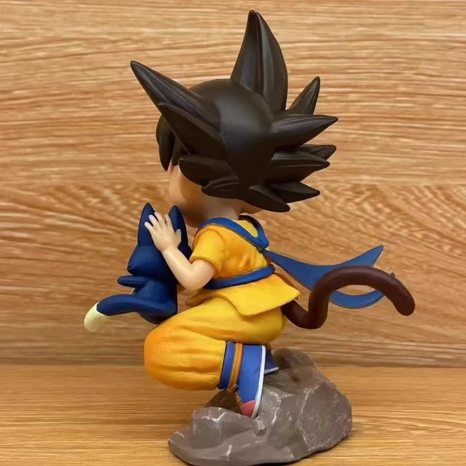 Dragon Ball Childhood Little Goku Hugs Puer Ya Mu Tea Little Follower Figure Doll Pvc Model Statue Collection Toys Ornamen Gift
