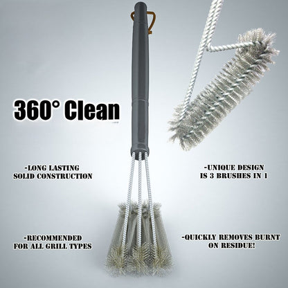 Grill Cleaning Brush BBQ Tool Grill Brush 3 Stainless Steel Brushes In 1 Cleanin Bbq Accessories Best Cleaner Barbecue