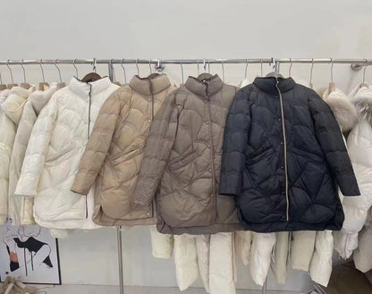 2023 Winter New Fashion Stand Collar X-Long Women Down Jackets Female Casual Loose Ultra Lightweigh White Duck Down Warm Coat