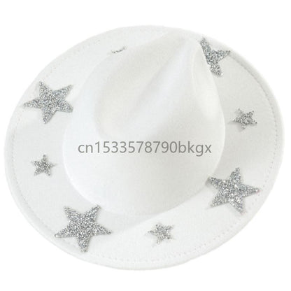 Chapéu Ocidental Elegante Brilhante com Strass Estrela Chapéu de Sol para Mulheres e Homens Usar J78E