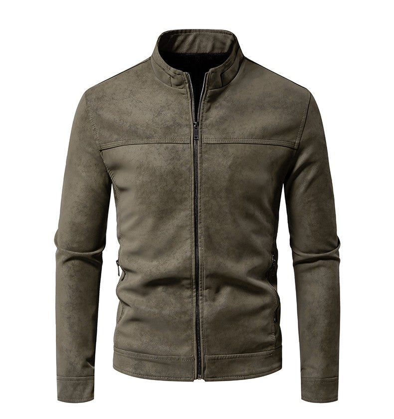 Spring Autumn Retro Leather Jackets Casual Men's Wear Tie Dyed Washed Matte Process Casual Outerwear Fashion Motorcycle Leather