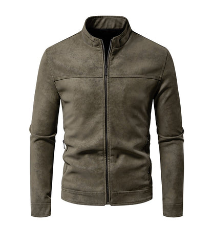 Spring Autumn Retro Leather Jackets Casual Men's Wear Tie Dyed Washed Matte Process Casual Outerwear Fashion Motorcycle Leather