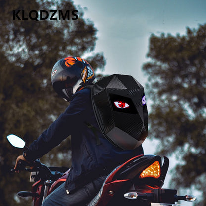 KLQDZMS Men's Backpack PC Laptop Shoulder Bag LED Light-emitting Cycling Schoolbag Expandable Waterproof Motorcycle Helmet Bag