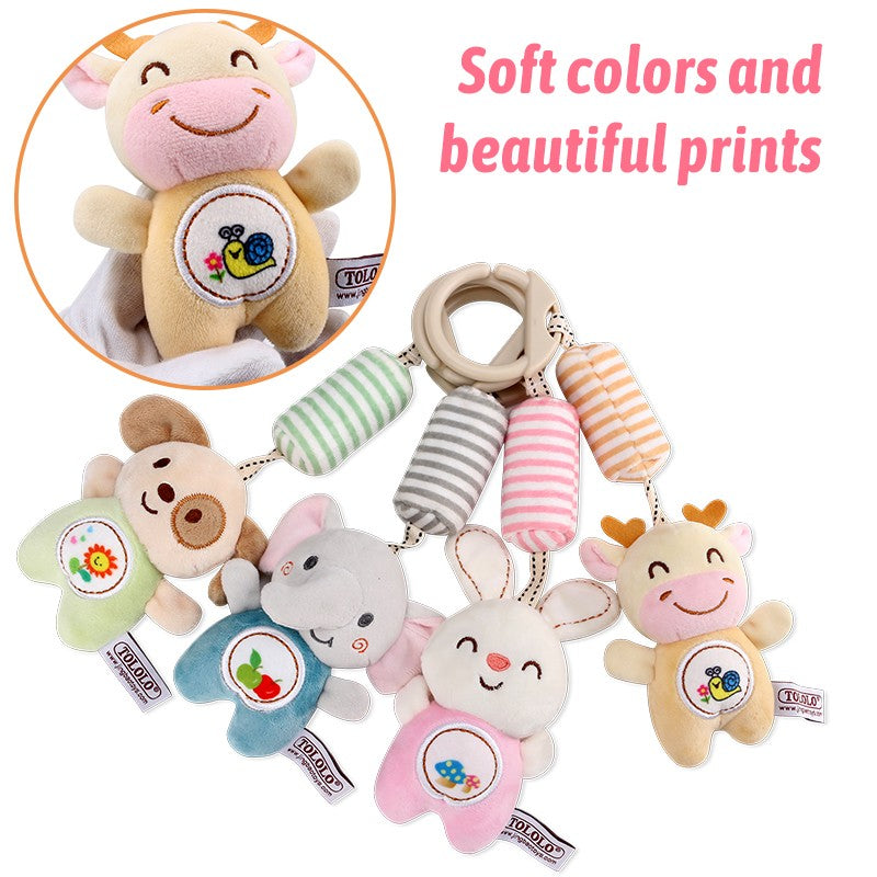 Baby Stroller Bed Hanging Bell Plush Toys Early Education Promote Children Color Cognition Sensory Plush Rattle Training Toys