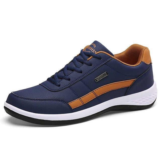 Sapatos masculinos de couro tênis tendência casual italiano respirável lazer masculino tênis calçados antiderrapantes sapatos vulcanizados masculinos