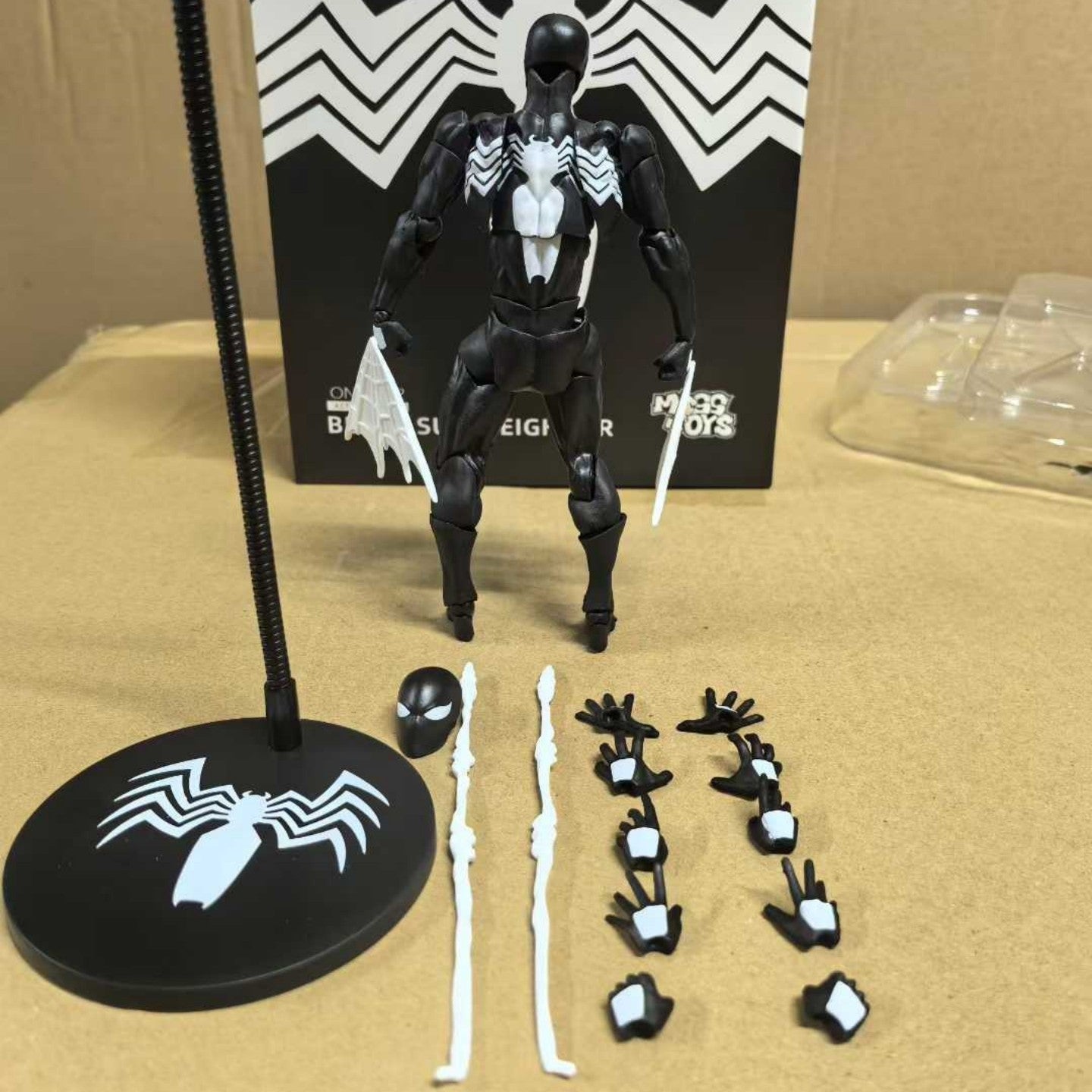 2025 de Alta Qualidade Terno Preto Vizinho Symbiote Homem-Aranha Preto Venom Battle Suit Articulado Boneco Messtoy Modelo Presente