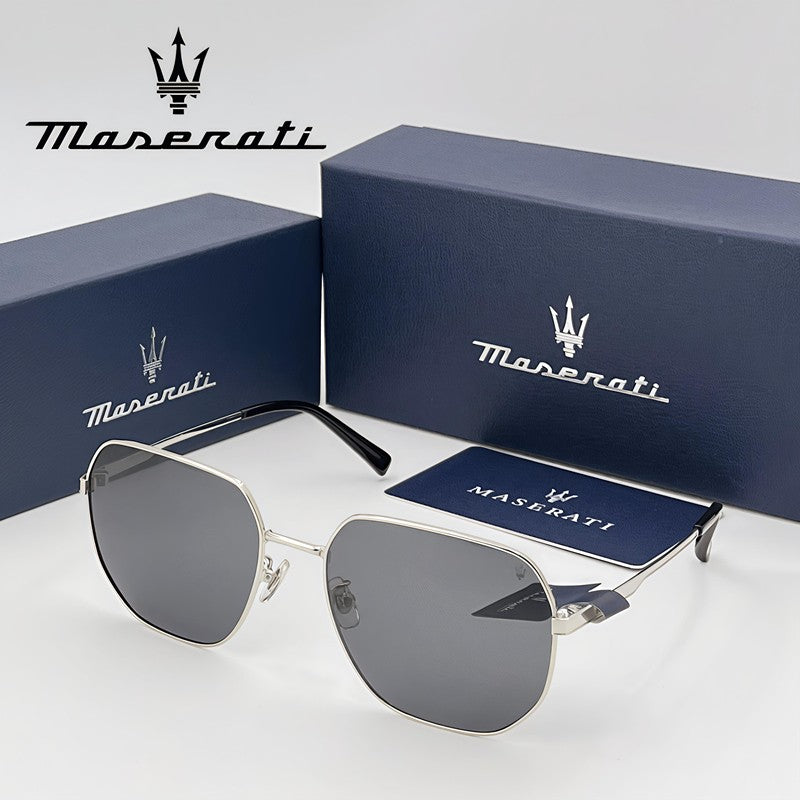 Óculos de Sol MASERATI Quadrados Estilosos Polarizados para Dirigir, Viajar, Masculinos e Femininos, UV400 Visão Nítida