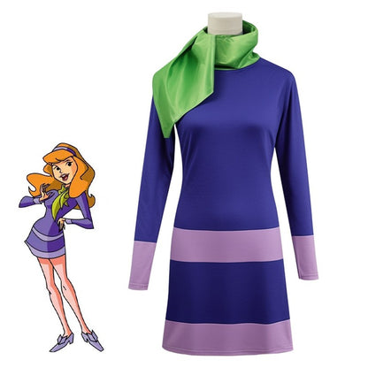 Daphne Blake cosplay costume adult Women fantasy song disguise dress socks TV cosplay Halloween cosplay set