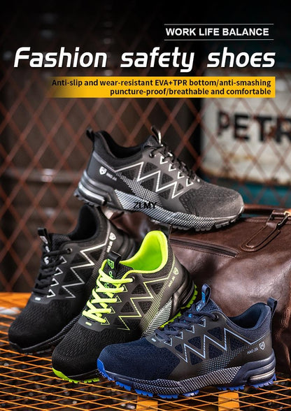 Anti-smash Safety Shoes Men Steel Toe Sneakers Puncture Proof Breathable Work Boots Man Fashion Construction Protective Footwear