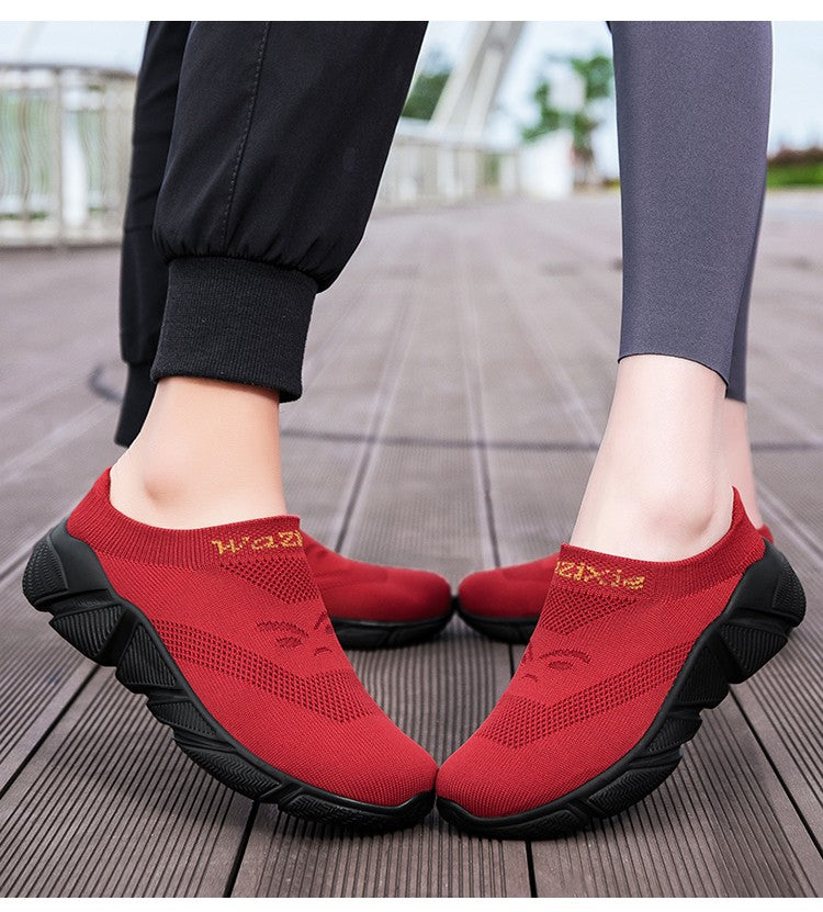 Men And Woman Sneakers Couples Slip On Half Shoes Comfortable Ankle Sock Shoes Increase Height Casual Shoes Size 35-47