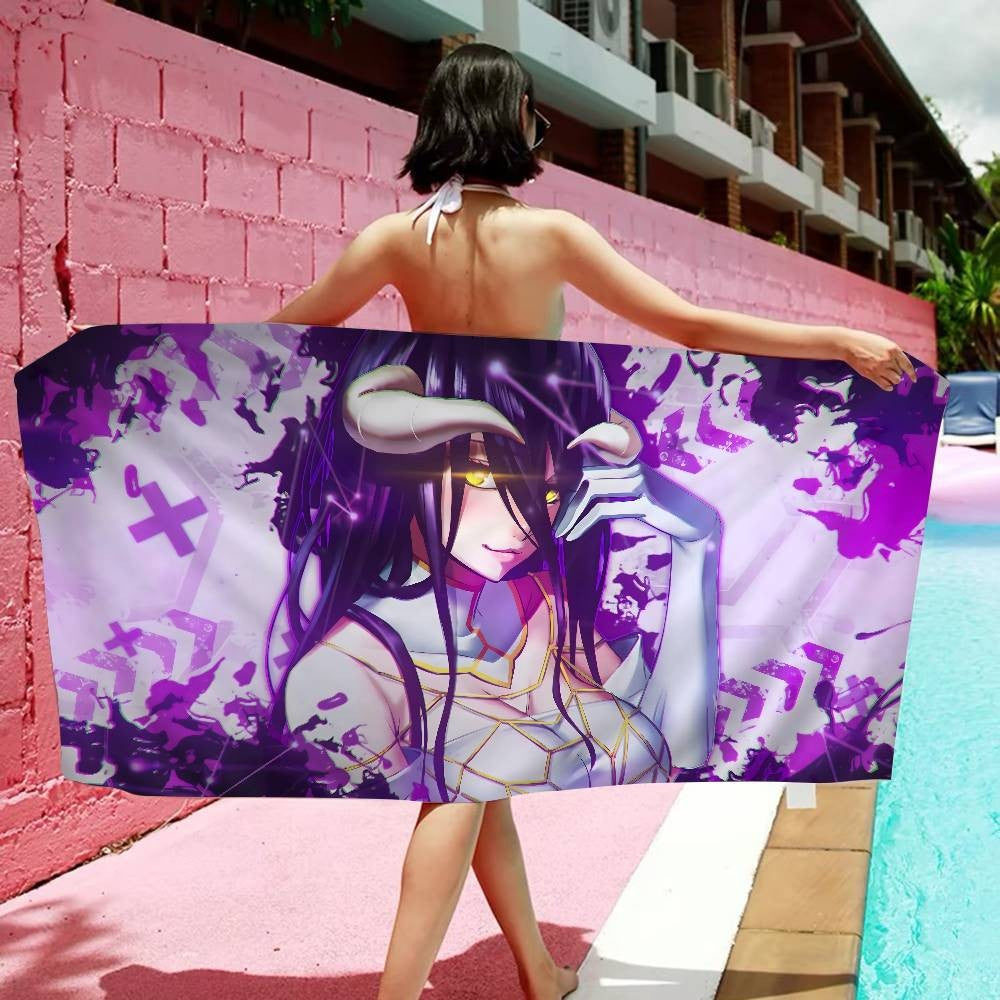 Gamer Albedo Anime Sexy Girls Anime Beach Swimming Towel Soft Absorbent Washcloth Children's Gifts For Kids Travel Camping Gym