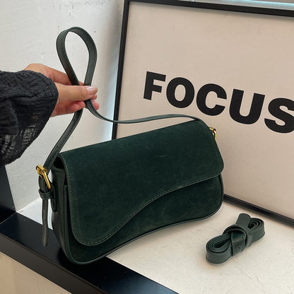 Solid Color Striped Flannel Women Crossbody Bag Quiet Luxury Designer Bag Fashionable Elegant PU Leather Shoulder Bags for Women