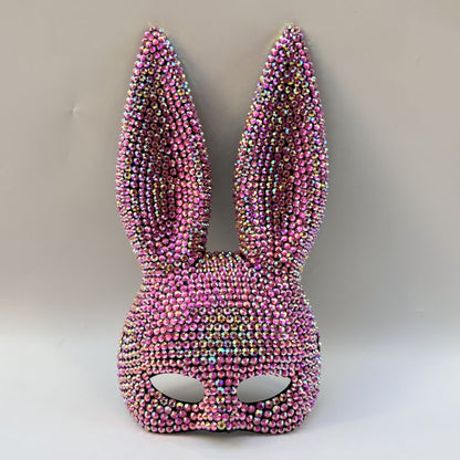 Rabbit Party Masquerade Glitter Mask for women Theater Performances Full Acrylic Rhinestone Face Mask Costume for Photo Shoots
