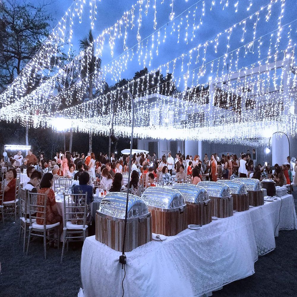 Solar Curtain Icicle Lights IP65 3.5M Outdoor Eaves Decoration Lights 8 Modes Wedding Christmas Party Garden Fairy Lights String