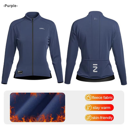 INBIKE Women's Thermal Cycling Jacket Winter Warm Fleece Bicycle Riding Sportswear Windproof Long Sleeve Reflective Outdoor Wear