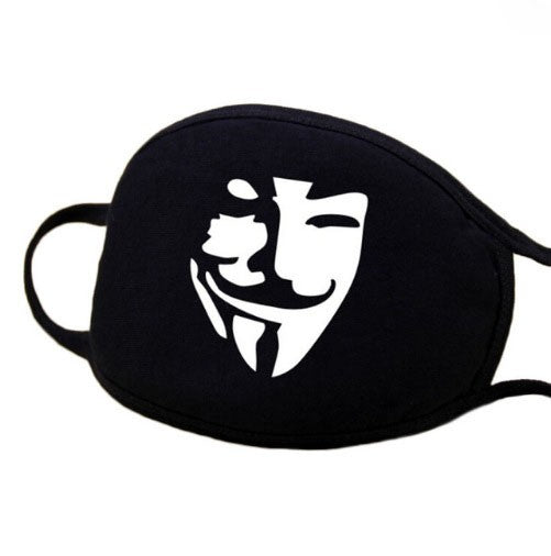 1PCS Black Mouth Mask Big Size Stop Air Pollution Home Cartoon Lovely Cotton Funny Teeth Masks Keep Warm Mouth Muffle Respirator