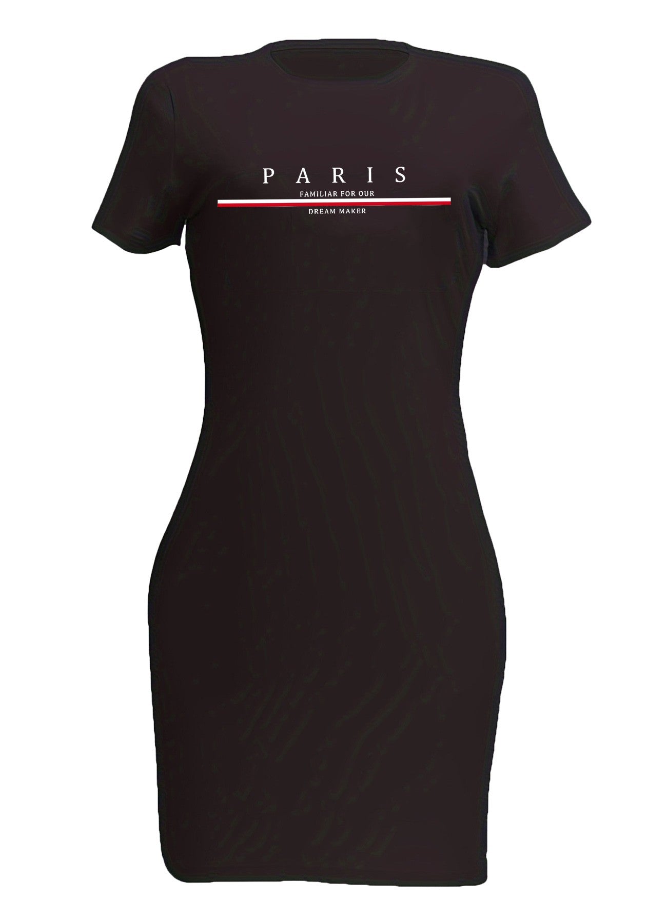 Summer women's fashionable Paris letter pattern print casual sexy slim fit tight short sleeved round neck T-shirt mini skirt