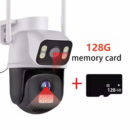 8MP 4K WiFi Camera Dual Lens Dual Screen Wireless Outdoor Surveillance Human Detect Security Protection Two Way Audio PTZ IP Cam