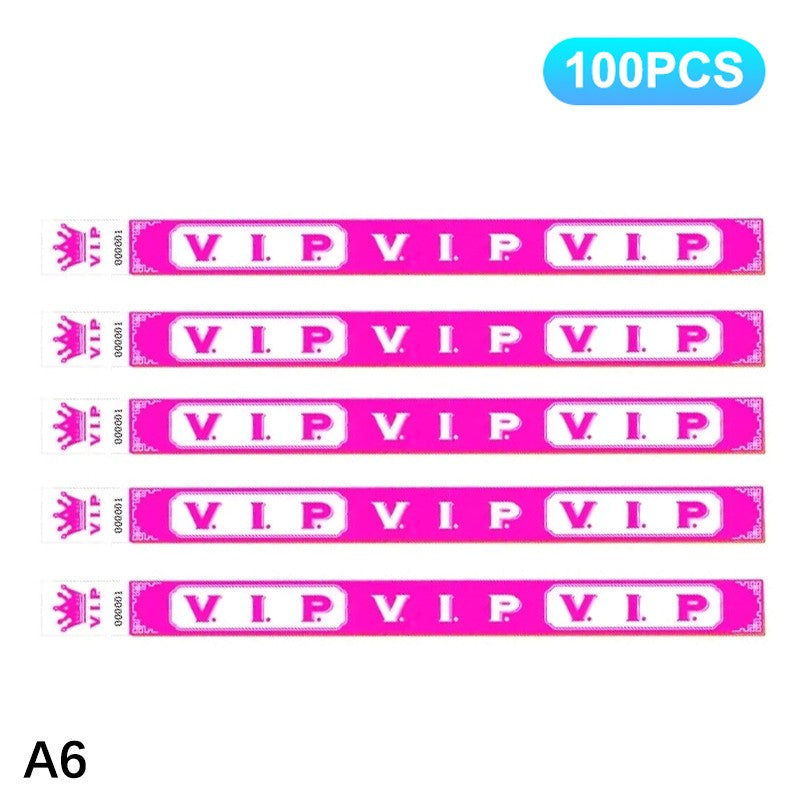100pcs VIP Neon Paper Bracelets Fluorescent Waterproof Disposable Bracelets Tamper-Proof For Parties, Music Festivals & Events