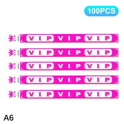 100pcs VIP Neon Paper Bracelets Fluorescent Waterproof Disposable Bracelets Tamper-Proof For Parties, Music Festivals & Events