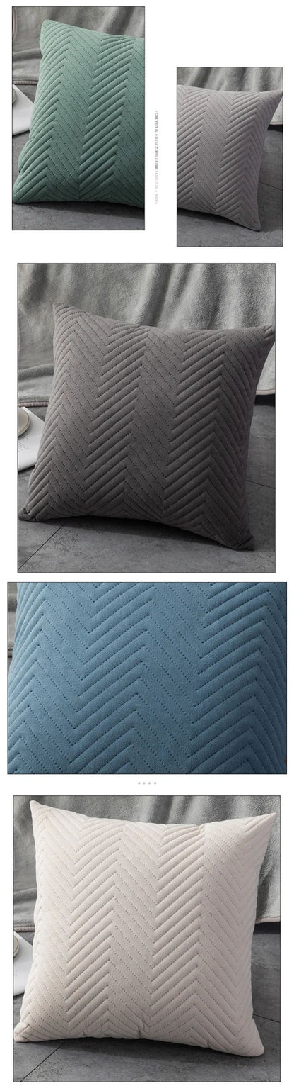 Quilted Velvet Pillowcase Throw Pillow Covers Home Cojines Decor Pillow Cases Simple Sofa Cushion Cover Decorative 45x45cm