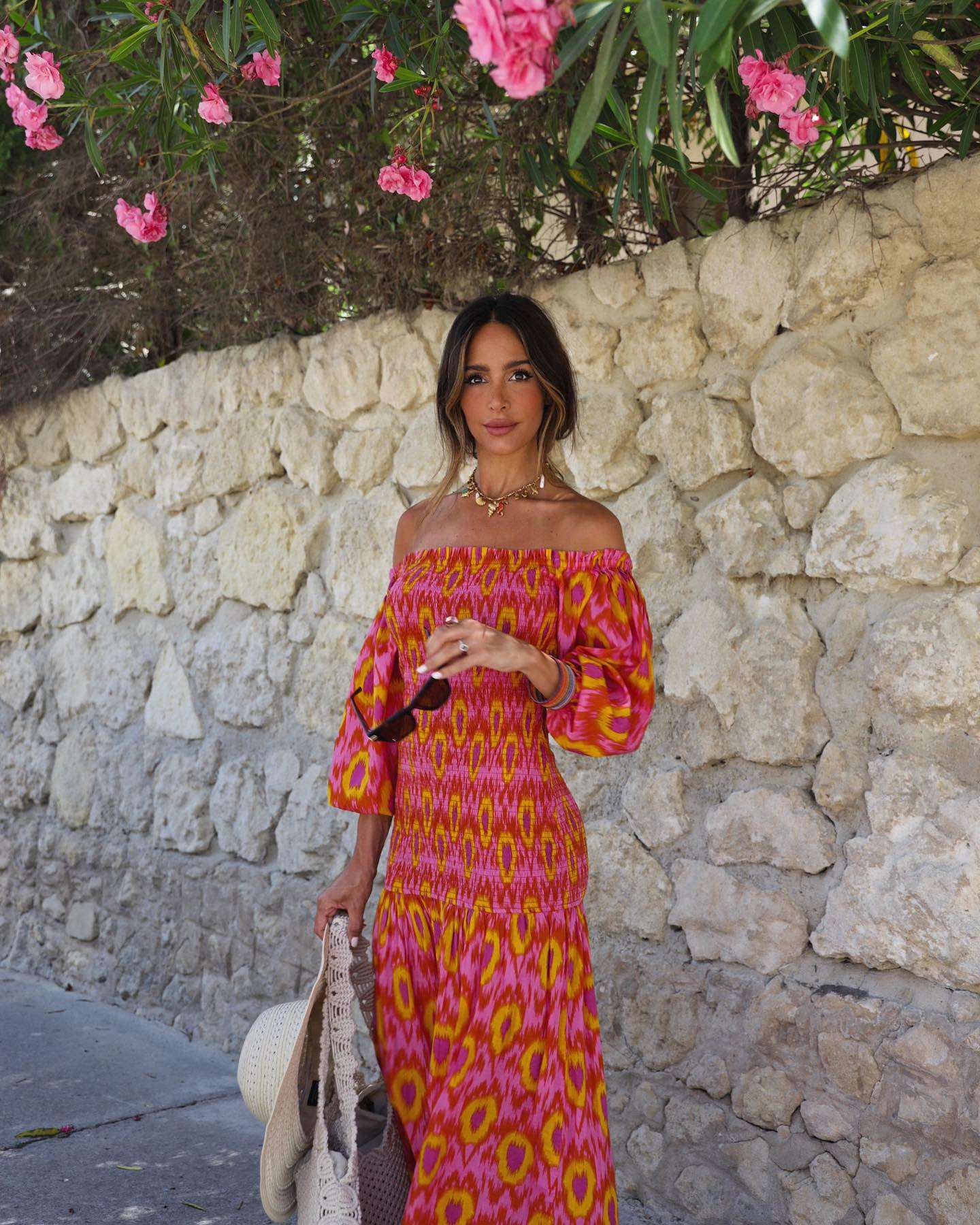 Women Summer Party Holiday Lady Streetwears Print Ruffle Pleated Long Dress Fash