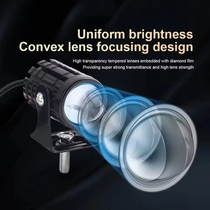 Farol de LED Universal para Motocicleta Lente Projetor Duas Cores ATV Scooter Luz de Condução Luz de Neblina Holofote Auxiliar