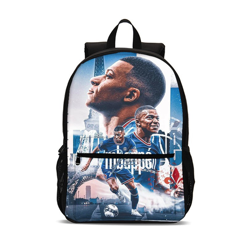 M-Mochila Esportiva Mbappes Football com Zíper Relâmpago Mochila Escolar Esportiva Mochila Escolar Jogador Estrela Mochilas para Livros
